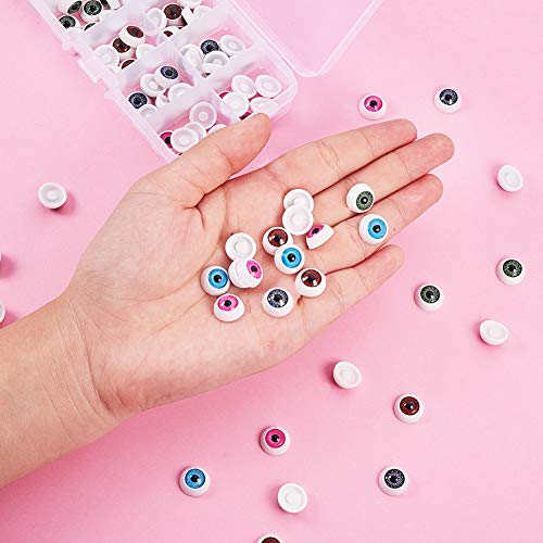 PandaHall Elite 100 ojos de muñeca de plástico para manualidades, 12 x 6 mm, 5 colores mezclados