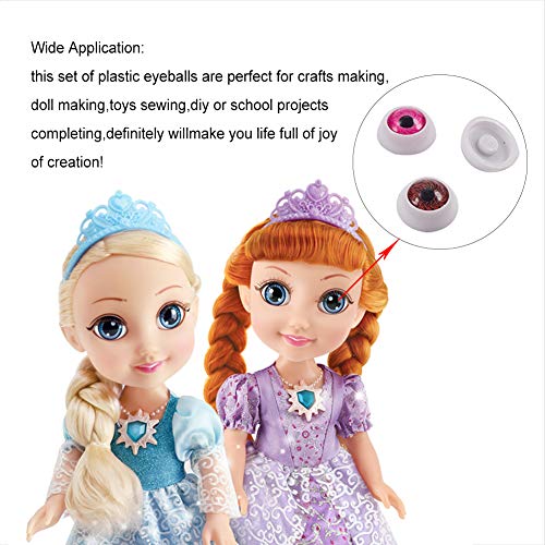 PandaHall Elite 100 ojos de muñeca de plástico para manualidades, 12 x 6 mm, 5 colores mezclados