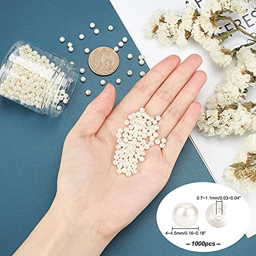 PandaHall Elite Perlado Tenido Perla de Cristal de Grano Redondo, Amarillento, 4~4,5 mm, Agujero: 0,7 mm; Alrededor de 1000 Unidades/Caja