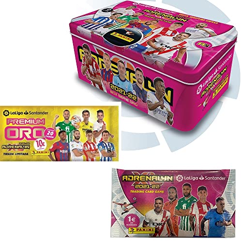 Panini Tin Box Adrenalyn XL 2021/2022 + sobre Premium Oro Y 10 Sobres La Liga Santander