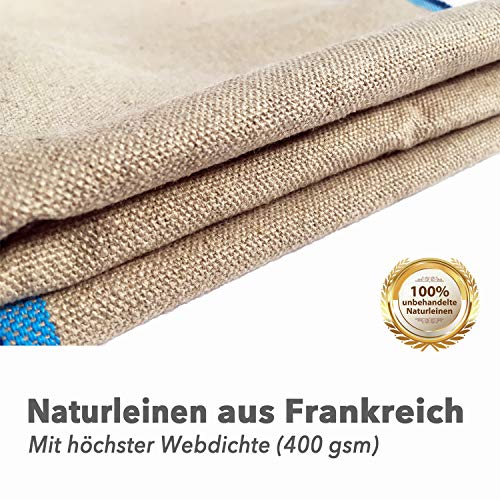 Paño de lino prémium para panadería, extragrande con 120 x 70 cm, de lino natural 100 % sin tratar, para hornear la masa, fabricado en Europa