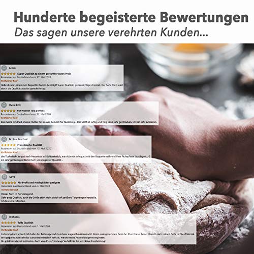 Paño de lino prémium para panadería, extragrande con 120 x 70 cm, de lino natural 100 % sin tratar, para hornear la masa, fabricado en Europa