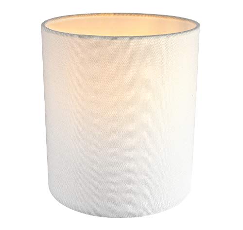 Pantalla de lámpara cilíndrica de 18 cm de alto de tela de lino blanco marfil contemporáneo y elegante por Happy Homewares