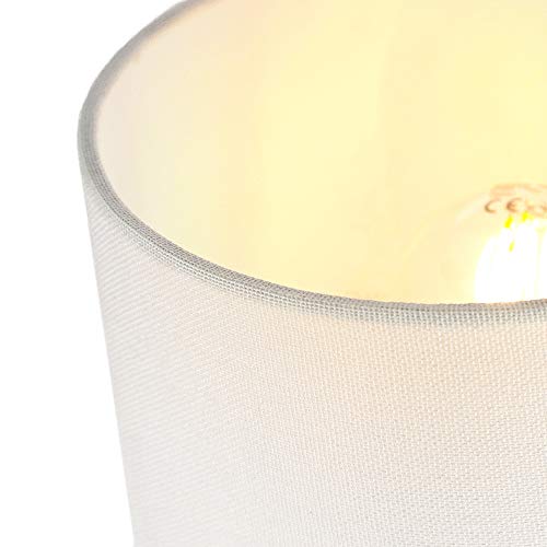 Pantalla de lámpara cilíndrica de 18 cm de alto de tela de lino blanco marfil contemporáneo y elegante por Happy Homewares
