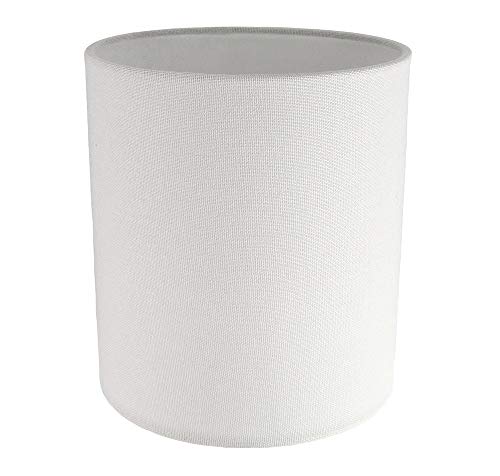 Pantalla de lámpara cilíndrica de 18 cm de alto de tela de lino blanco marfil contemporáneo y elegante por Happy Homewares