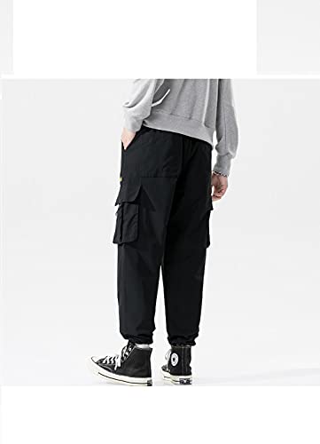 Pantalones Cargo Hombre Pantalones Negros para Correr Hombres Hip Hop Streetwear Jogger Sweatpant Pantalones Masculinos Harem Pantalones para Hombres Oversized-Black_4XL