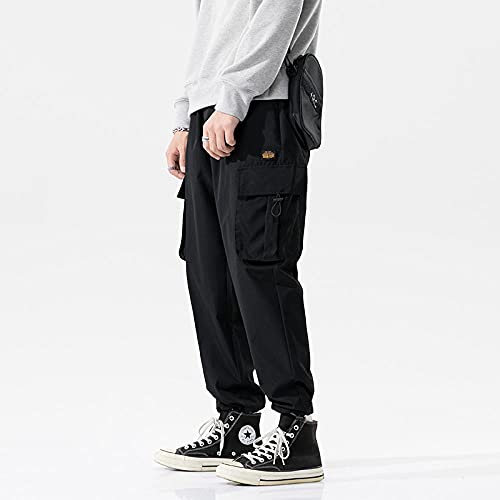 Pantalones Cargo Hombre Pantalones Negros para Correr Hombres Hip Hop Streetwear Jogger Sweatpant Pantalones Masculinos Harem Pantalones para Hombres Oversized-Black_4XL