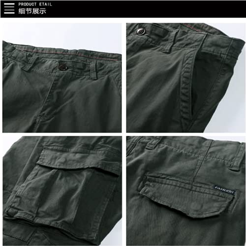 Pantalones Harem Masculinos Moda Casual Primavera y otoño Salvaje con múltiples Bolsillos Deportes Fitness Pantalones de Senderismo de Color sólido 36