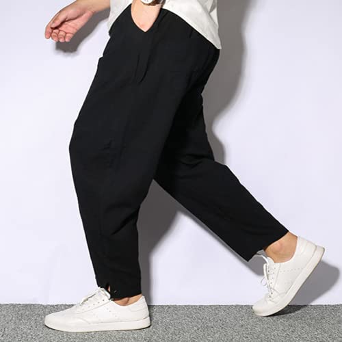 Pantalones Harem Masculinos Primavera y Verano Casual All-Match Suelto de Gran tamaño con Bolsillos y Pantalones de casa con cordón 5XL