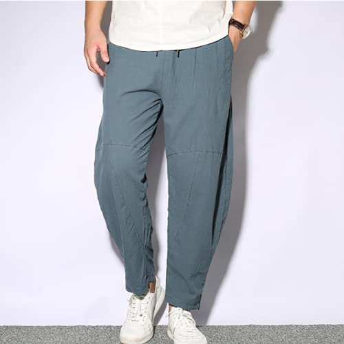 Pantalones Harem Masculinos Primavera y Verano Casual All-Match Suelto de Gran tamaño con Bolsillos y Pantalones de casa con cordón 5XL