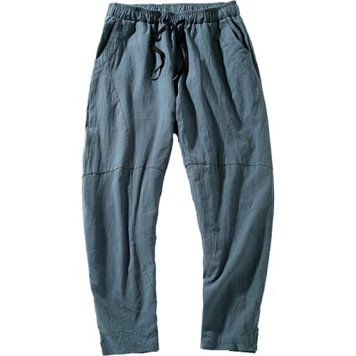 Pantalones Harem Masculinos Primavera y Verano Casual All-Match Suelto de Gran tamaño con Bolsillos y Pantalones de casa con cordón 5XL