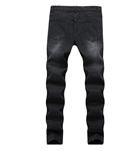 Pantalones Vaqueros De Los Hombres De Agujeros con Cremallera Mezclilla Estirados Cher Joven Rectos Ocasionales De Ocio Slim Fit Pantalones De Mezclilla Flacos Pantalones De Algodón