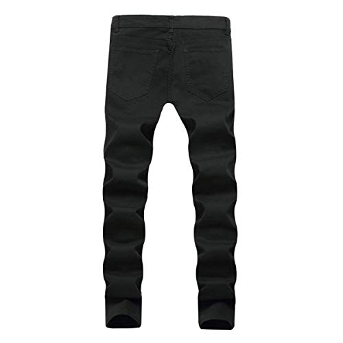 Pantalones Vaqueros De Los Hombres De Cher Acanalado Mezclilla Cierre Elástico Rectos Joven Ocio Slim Fit Skinny Pantalones De Mezclilla Pantalones De Algodón (Color : Blanco, Size : 28)