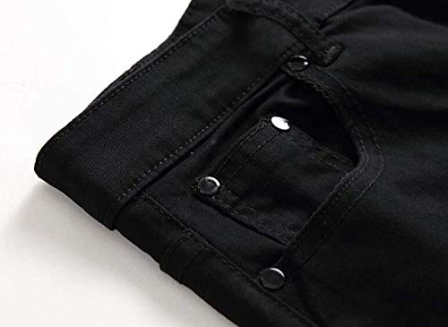 Pantalones Vaqueros De Los Hombres De Cher Acanalado Mezclilla Cierre Elástico Rectos Joven Ocio Slim Fit Skinny Pantalones De Mezclilla Pantalones De Algodón (Color : Blanco, Size : 28)