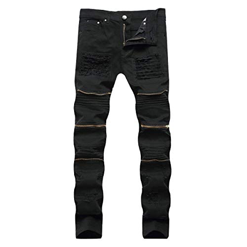 Pantalones Vaqueros De Los Hombres De Cher Acanalado Mezclilla Cierre Elástico Rectos Joven Ocio Slim Fit Skinny Pantalones De Mezclilla Pantalones De Algodón (Color : Blanco, Size : 28)