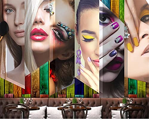 Papel Tapiz 3D Imagen Mural Maquillaje De Moda Maquillaje De Labios Salón De Belleza Tienda De Uñas Decor Del Hogar Para Sala De Estar Sofá Fondo De Tv Decor De La Pared Del Dormitorio 300(W)X210(H)Cm