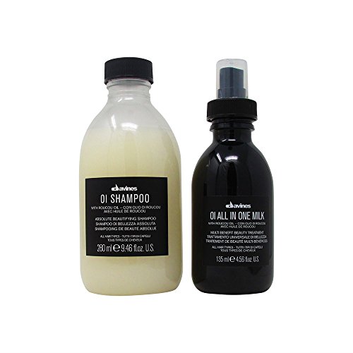 Paquete - 2 artículos: Davines Essential Haircare OI Shampoo - Champú embellecedor absoluto, 280 ml y Davines OI/ALL IN ONE LECHE