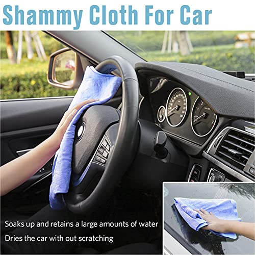 Paquete de 2 paños de gamuza para coche – Toalla de secado absorbente suave sintética para coche y barco, suministros de limpieza y secado (azul)