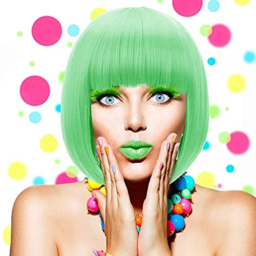 Paquete de 6 pelucas de colores, colores neón, pelucas de fiesta para mujeres y niñas, disfraz de cosplay, fiesta, vacaciones, despedida de soltera, club nocturno
