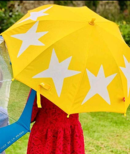 Paraguas infantil Agatha Ruiz de la Prada para niños y niñas - Paraguas de estrellas para niños - Paraguas de viaje, compacto, ligero- Sombrilla para lluvia - Amarillo