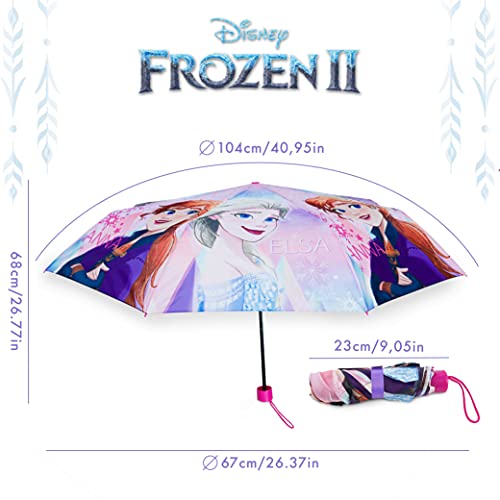 Paraguas Plegable Infantil de Frozen - BONNYCO | Paraguas Antiviento para Niñas con Estructura Reforzada | Paraguas Infantiles para Bolso, Mochila o Viaje | Regalos Originales Disney para Niñas