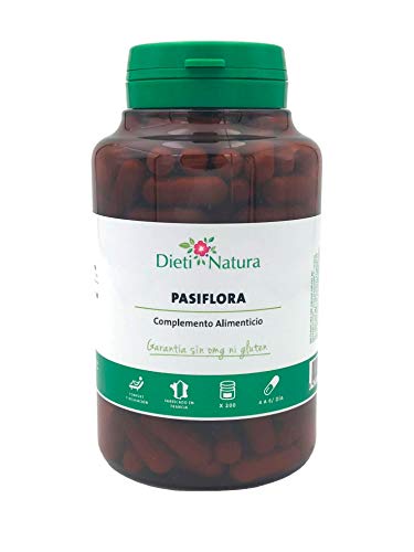 Pasiflora 200 cápsulas de Dieti Natura. En caso de nervios [Fabricado en Francia][Garantía Sin OGM ni Gluten] (Bote de 200 cápsulas)