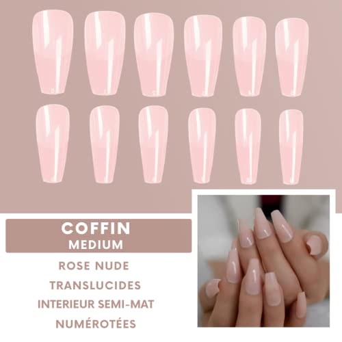Passio'Nails Colocación americana Caja 600 cápsulas de gel rosa nude mediana tamaño para protesta onguar, principiante, uñas en casa, salones de manicura y mujeres
