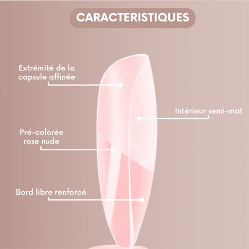Passio'Nails Colocación americana Caja 600 cápsulas de gel rosa nude mediana tamaño para protesta onguar, principiante, uñas en casa, salones de manicura y mujeres