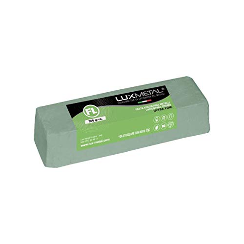 Pasta abrasiva abrillantadora sólida Lux Metal Verde Ultra Fine 350 gramos pulido para aluminio acero inoxidable latón cobre bronce hierro cromo madera plexiglás lexan mármol plástico