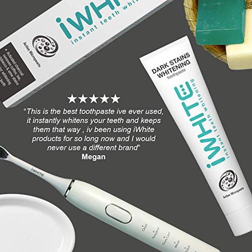 Pasta de dientes blanqueadora iWhite Dark Stains - Blanqueamiento superior - Elimina manchas - Refresca el aliento - Hecho con carbón activado - Ingredientes clínicamente probados
