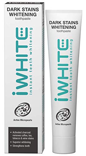 Pasta de dientes blanqueadora iWhite Dark Stains - Blanqueamiento superior - Elimina manchas - Refresca el aliento - Hecho con carbón activado - Ingredientes clínicamente probados