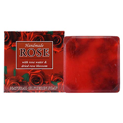 Pastillas de jabón hechas a mano Red Rose Natural con agua de rosas, aceite de coco y glicerina vegetal, 3x60g