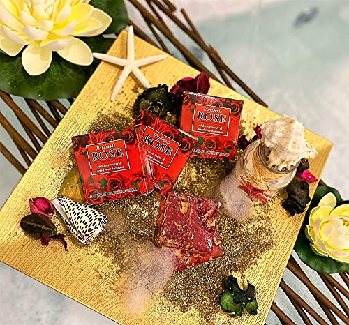 Pastillas de jabón hechas a mano Red Rose Natural con agua de rosas, aceite de coco y glicerina vegetal, 3x60g