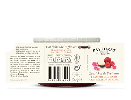 Pastoret Caprichos de Yogur Frambuesa y Lichi con Pétalos de Rosa , 150 g