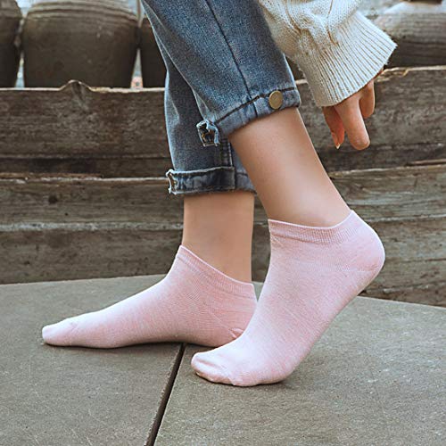 PAWRIS Calcetines invisibles de bambú para mujer Calcetines tobilleros casuales, 5 pares