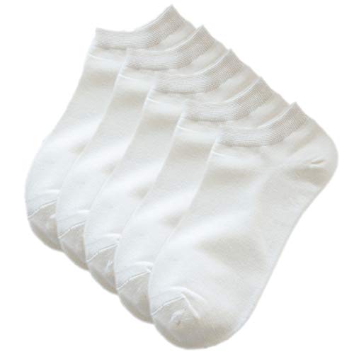 PAWRIS Calcetines invisibles de bambú para mujer Calcetines tobilleros casuales, 5 pares
