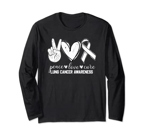 Peace Love Cure Lung Cancer Awareness Manga Larga