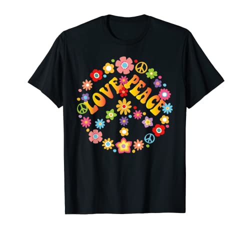 PEACE SIGN LOVE 60s 70s Tie Die Hippie Disfraz Camisa Camiseta