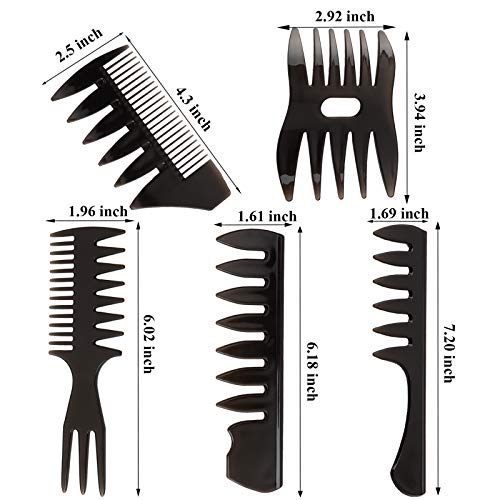 Peine de estilo profesional, 5 piezas retro de dientes anchos textura peine peluquería peine peluquería peine peine peinado conjunto para hombres peluquería