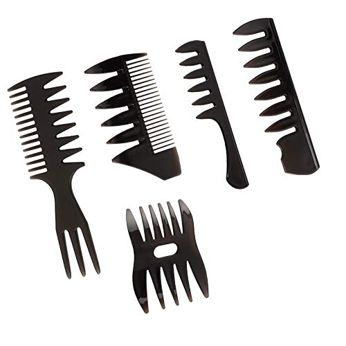 Peine de estilo profesional, 5 piezas retro de dientes anchos textura peine peluquería peine peluquería peine peine peinado conjunto para hombres peluquería