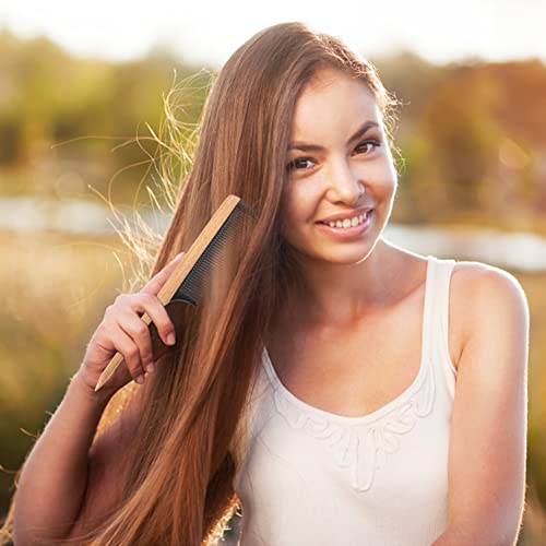 Peine madera Peine de cola de rata Peine antiestático de madera Sándalo verde Cuernos de búfalo Peine de cola puntiaguda Peine de peluquería Peine desenredante para hombres y mujeres