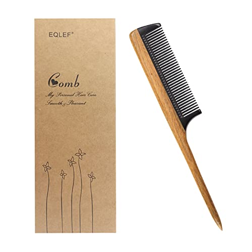 Peine madera Peine de cola de rata Peine antiestático de madera Sándalo verde Cuernos de búfalo Peine de cola puntiaguda Peine de peluquería Peine desenredante para hombres y mujeres