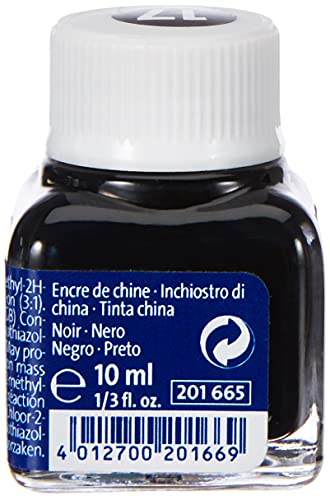 Pelikan 201665 - Tinta China 523-17, 10 ml en vidrio, se puede usar en papel, tarjetas de dibujo y películas opacas, negro perla