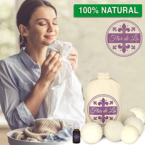 Pelotas para secadora con aceite esencial Lavanda, perfecto perfume natural para tu ropa, bola de lana, bolas de secadora reutilizables, función amortiguadora, ambientador