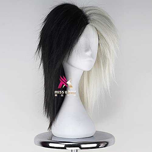 Pelucas sintéticas Pelucas de cosplay LeBlanc LOL Recto Raya en medio Peluca Corta Negro / Blanco Pelo sintético 20 pulgada Mujer Diseño de moda Cosplay Blanco fresco hairjoy