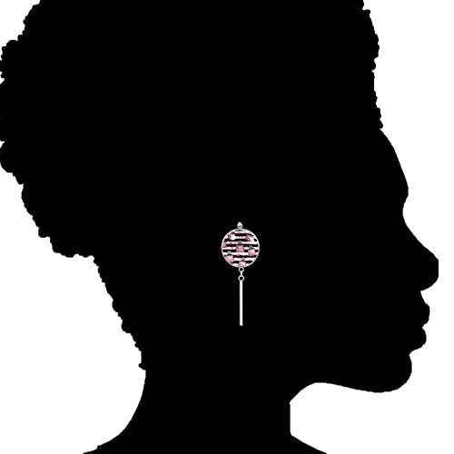 Pendientes de aro colgantes de acero inoxidable con diseño de rayas de perfume rosa