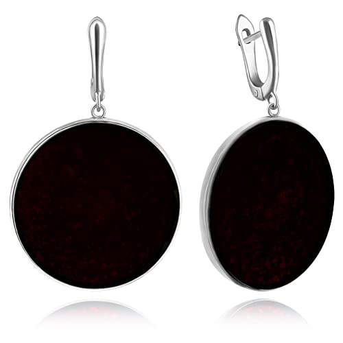 Pendientes grandes de ámbar en plata 925, auténtica ámbar báltico en plata 925, joyas de diseñador, L, Ámbar Plata de ley, Amber
