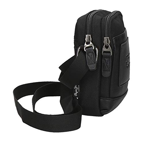 Pepe Jeans Counter Bandolera Negro 12x15x3,5 cms Poliéster y PU