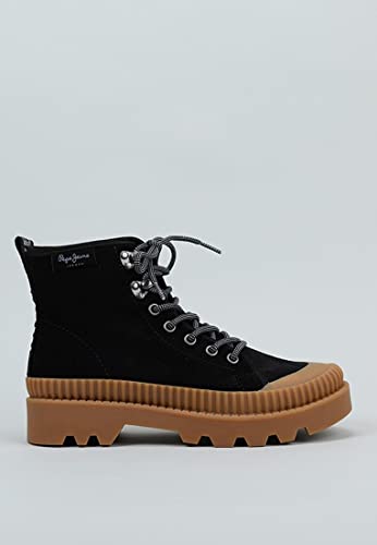 Pepe Jeans London Ascot Desert, Botas Modernas Mujer, 999 Negro, 36 EU
