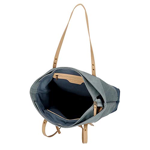 Pepe Jeans Tana Bolso Shopper Azul 35x40x11 cms Algodón, Poliéster y PU.
